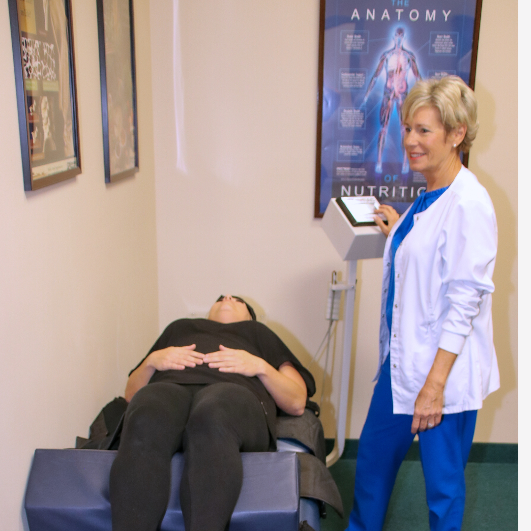 Man on spinal decompression table